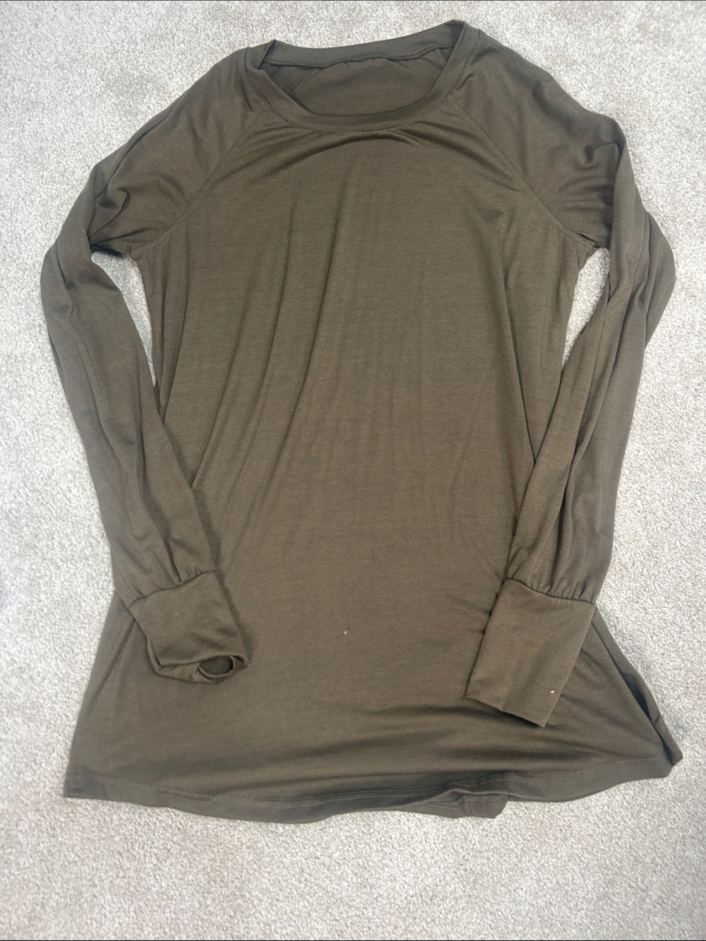 Women's Olive Long Sleeve Scoop Neck Top